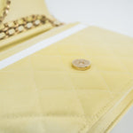 CHANEL Crossbody Yellow 23S Iridescent Yellow Lambskin Quilted Wallet On Chain (WOC) Light Gold Hardware -Knockoff
