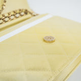 CHANEL Crossbody Yellow 23S Iridescent Yellow Lambskin Quilted Wallet On Chain (WOC) Light Gold Hardware -Knockoff
