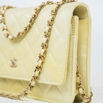 CHANEL Crossbody Yellow 23S Iridescent Yellow Lambskin Quilted Wallet On Chain (WOC) Light Gold Hardware -Knockoff
