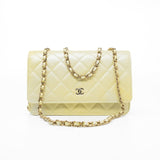 CHANEL Crossbody Yellow 23S Iridescent Yellow Lambskin Quilted Wallet On Chain (WOC) Light Gold Hardware -Knockoff
