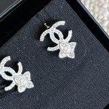 CHANEL Earrings 22P Crystal Pearly White Silver Earrings -Knockoff
