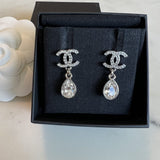 CHANEL Earrings Chanel 21K Silver Crystal Drop Earrings -Knockoff
