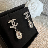 CHANEL Earrings Chanel 21K Silver Crystal Drop Earrings -Knockoff
