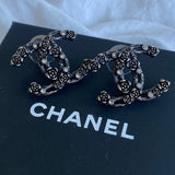 CHANEL Earrings Chanel 22C Earrings Metal Ruthenium Crystal -Knockoff
