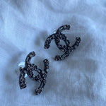 CHANEL Earrings Chanel 22C Earrings Metal Ruthenium Crystal -Knockoff
