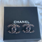 CHANEL Earrings Chanel 22C Earrings Metal Ruthenium Crystal -Knockoff
