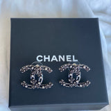 CHANEL Earrings Chanel 22C Earrings Metal Ruthenium Crystal -Knockoff
