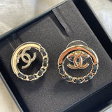 CHANEL Earrings CHANEL 22P Light Gold & Black CC Logo Circle Earrings -Knockoff
