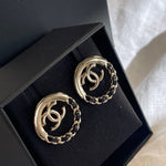 CHANEL Earrings CHANEL 22P Light Gold & Black CC Logo Circle Earrings -Knockoff
