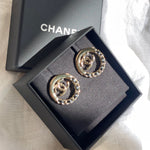 CHANEL Earrings CHANEL 22P Light Gold & Black CC Logo Circle Earrings -Knockoff
