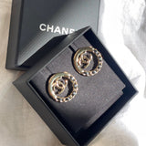 CHANEL Earrings CHANEL 22P Light Gold & Black CC Logo Circle Earrings -Knockoff
