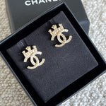 CHANEL Earrings Chanel CC Crown Light Gold Earring -Knockoff
