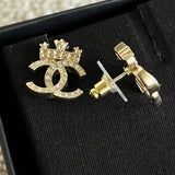 CHANEL Earrings Chanel CC Crown Light Gold Earring -Knockoff
