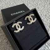 CHANEL Earrings Chanel CC Crystal and Gold Earrings -Knockoff
