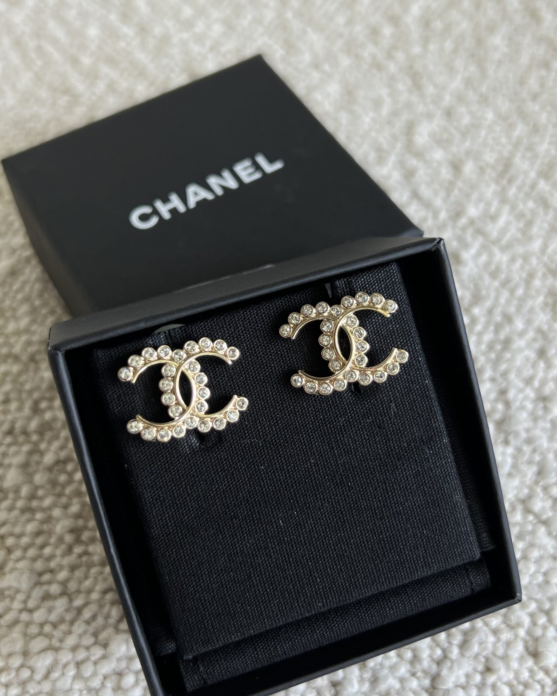 CHANEL Earrings Chanel CC Crystal and Gold Earrings -Knockoff
