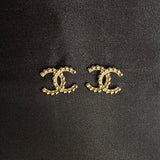 CHANEL Earrings Chanel CC Stud Earrings Gold -Knockoff
