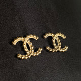 CHANEL Earrings Chanel CC Stud Earrings Gold -Knockoff
