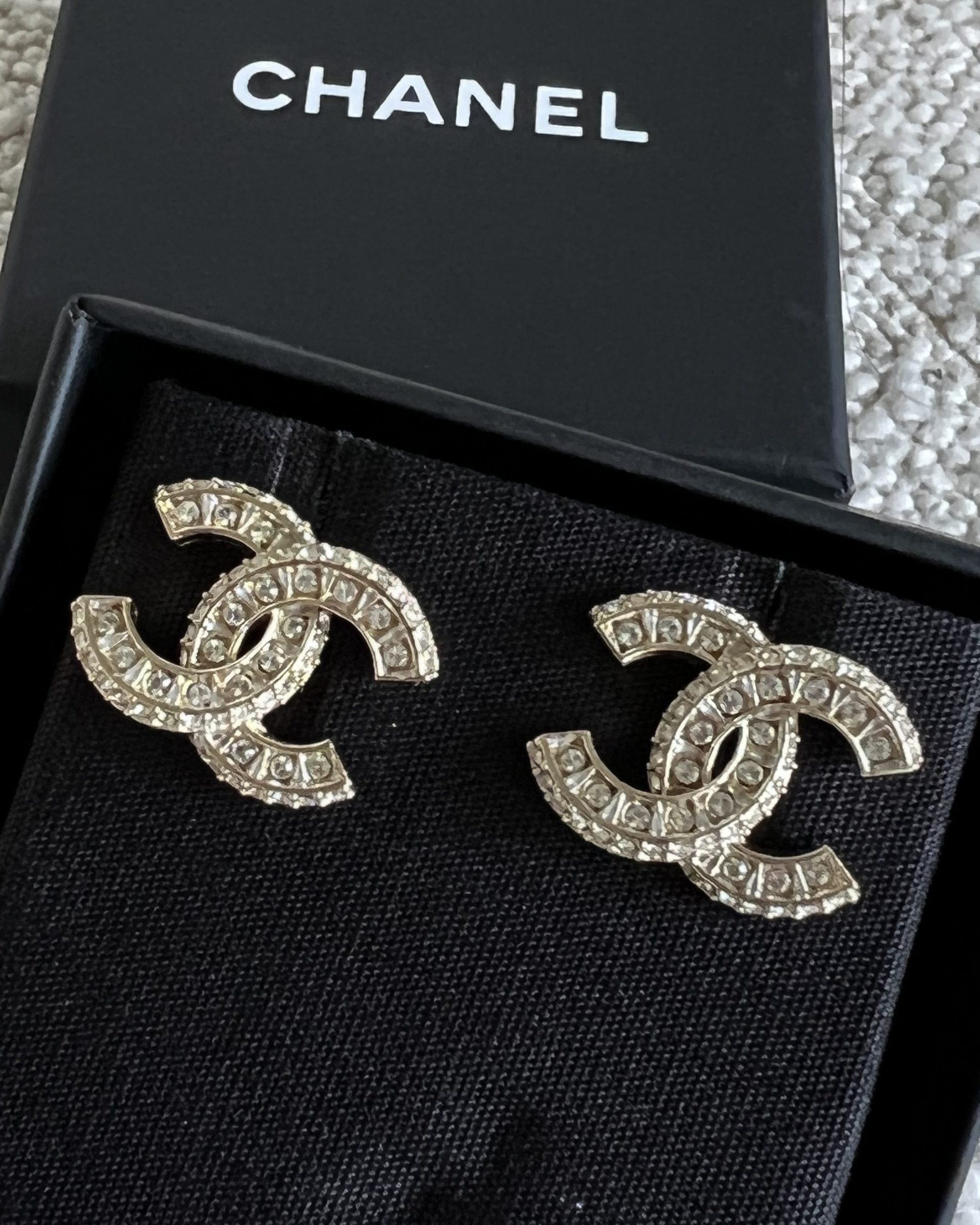 CHANEL Earrings Chanel Classic CC Timeless Earrings Light Gold -Knockoff
