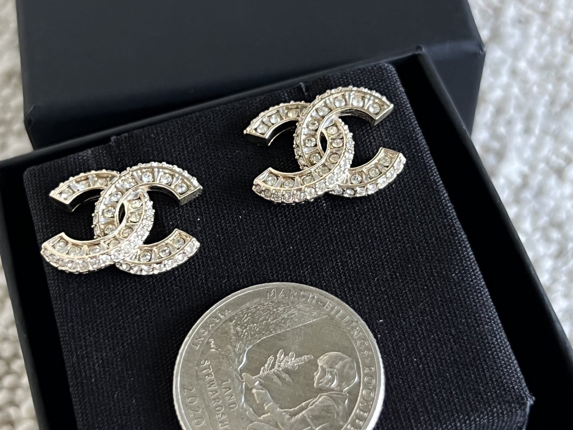 CHANEL Earrings Chanel Classic CC Timeless Earrings Light Gold -Knockoff
