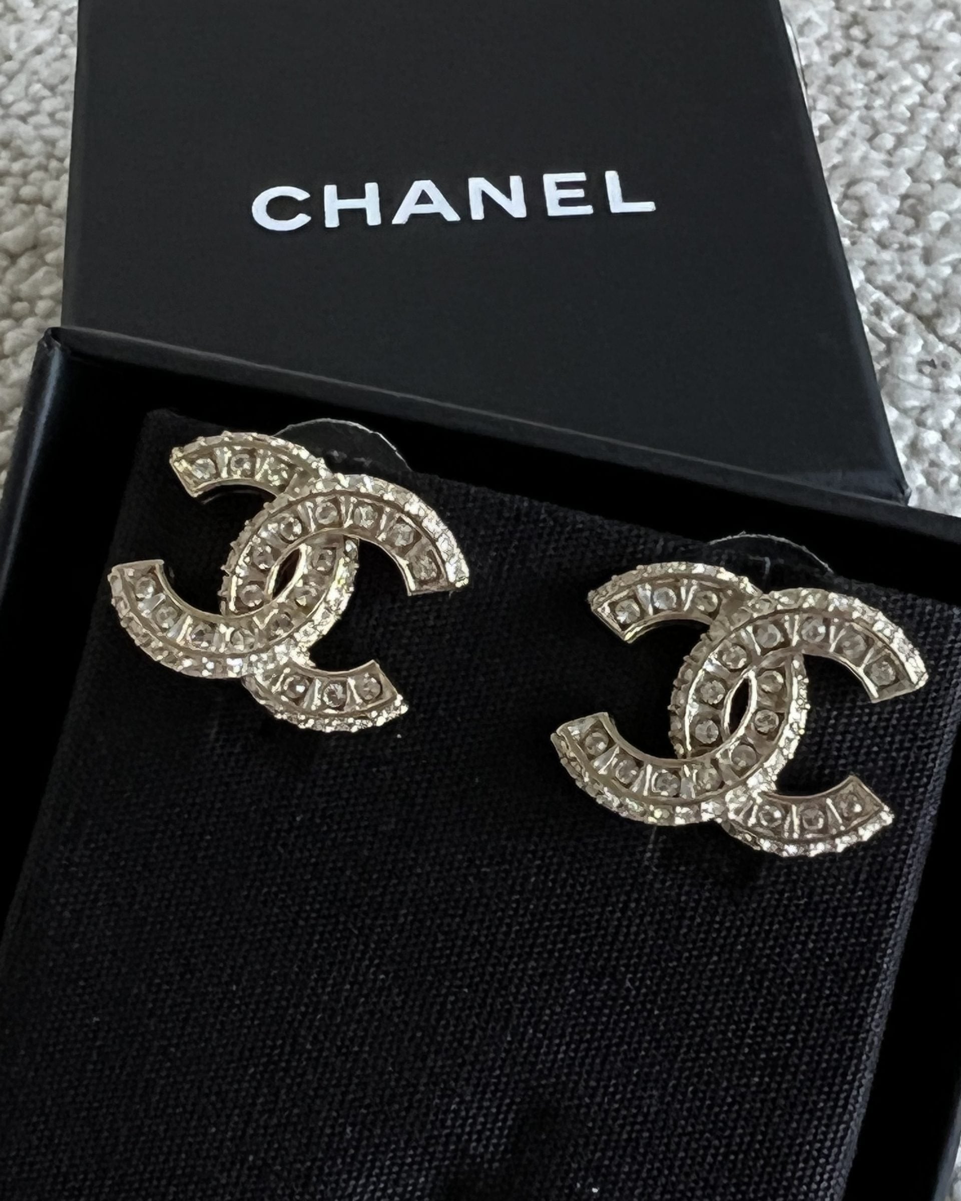 CHANEL Earrings Chanel Classic CC Timeless Earrings Light Gold -Knockoff
