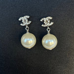 CHANEL Earrings Chanel Pearl Mini Crystal CC Logo Drop Earrings -Knockoff
