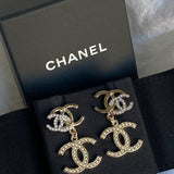 CHANEL Earrings Chanel Triple CC Pearly White Earrings Light Gold and Silver -Knockoff
