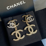 CHANEL Earrings Chanel Triple CC Pearly White Earrings Light Gold and Silver -Knockoff
