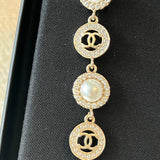 CHANEL Earrings Crystal & Pearl CC Dangle Earrings -Knockoff
