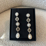 CHANEL Earrings Crystal & Pearl CC Dangle Earrings -Knockoff
