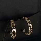 CHANEL Earrings Gold 21A CC Dangle Hoops Earrings Gold -Knockoff
