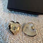 CHANEL Earrings Gold 22B Gold Heart CC Turnlock Earring Large -Knockoff
