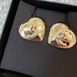 CHANEL Earrings Gold 22B Gold Heart CC Turnlock Earring Large -Knockoff
