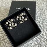 CHANEL Earrings Gold 22P Gold Black Crystal Pearl Earrings -Knockoff
