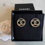 CHANEL Earrings Gold CC Round Earrings -Knockoff
