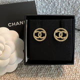 CHANEL Earrings Gold CC Round Earrings -Knockoff
