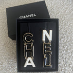 CHANEL Earrings Gold Cha-nel  Earrings Black, White and Gold -Knockoff
