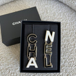 CHANEL Earrings Gold Cha-nel  Earrings Black, White and Gold -Knockoff
