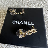 CHANEL Earrings Gold Chanel and Crystal Earrings Light Gold -Knockoff
