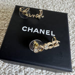 CHANEL Earrings Gold Chanel and Crystal Earrings Light Gold -Knockoff
