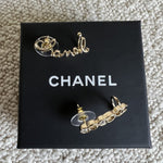 CHANEL Earrings Gold Chanel and Crystal Earrings Light Gold -Knockoff
