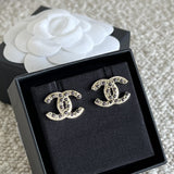 CHANEL Earrings Gold Chanel CC Crystal and Dark Pearl Earrings -Knockoff
