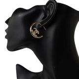 CHANEL Earrings Gold Chanel CC Light Gold Hoop Earrings -Knockoff
