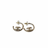 CHANEL Earrings Gold Chanel CC Light Gold Hoop Earrings -Knockoff
