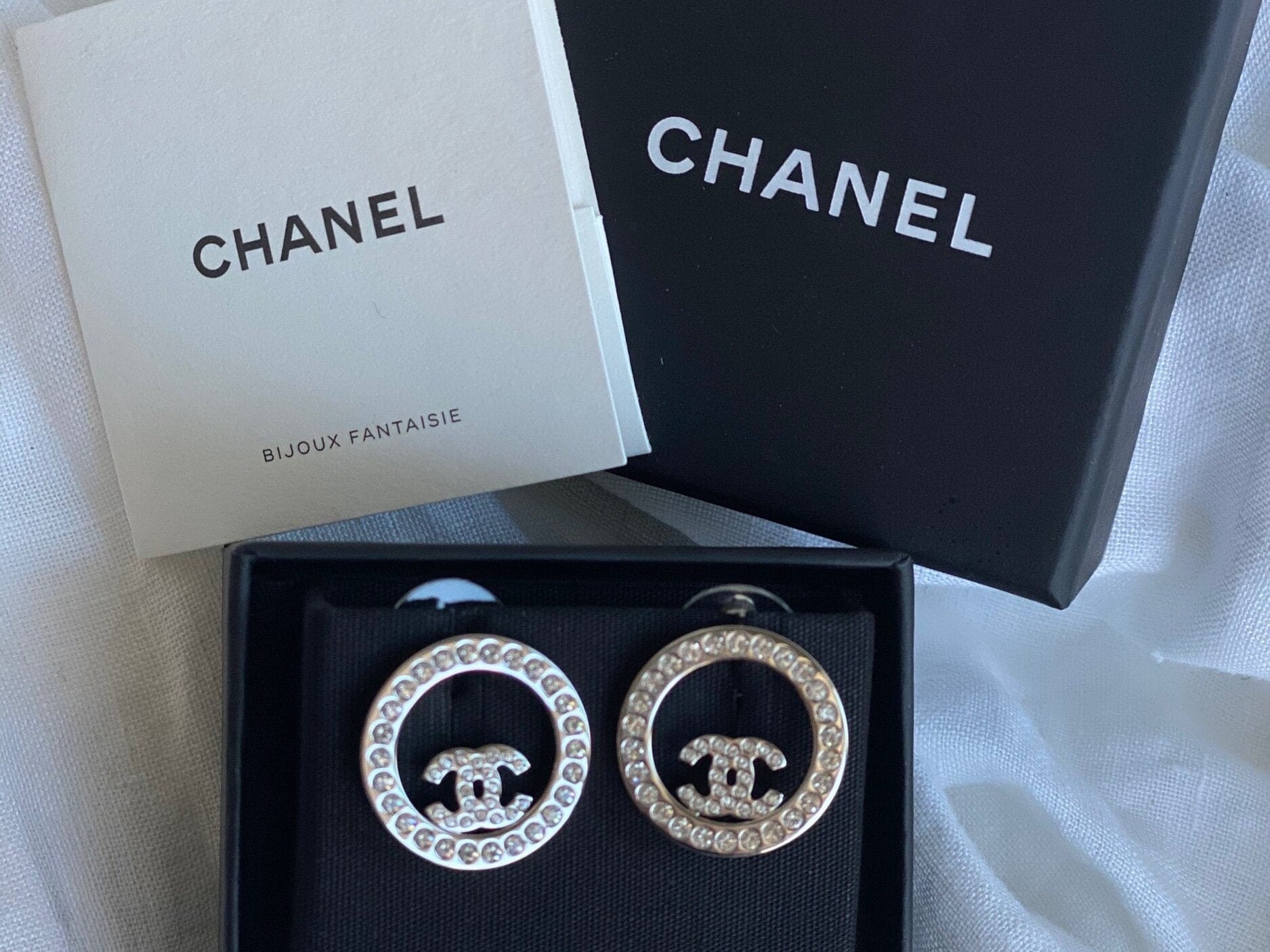 CHANEL Earrings Gold Chanel Crystal & Silver Earrings -Knockoff
