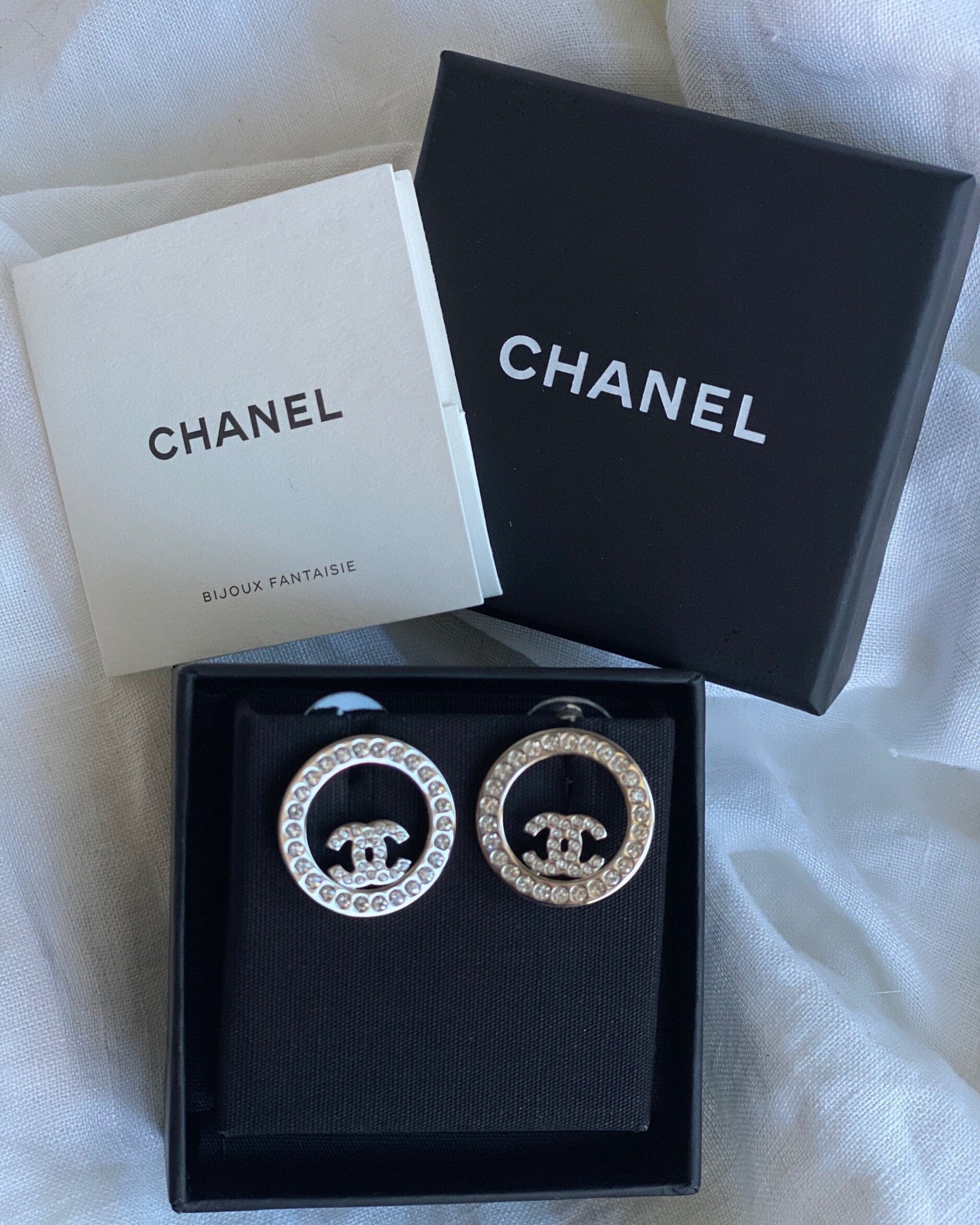 CHANEL Earrings Gold Chanel Crystal & Silver Earrings -Knockoff
