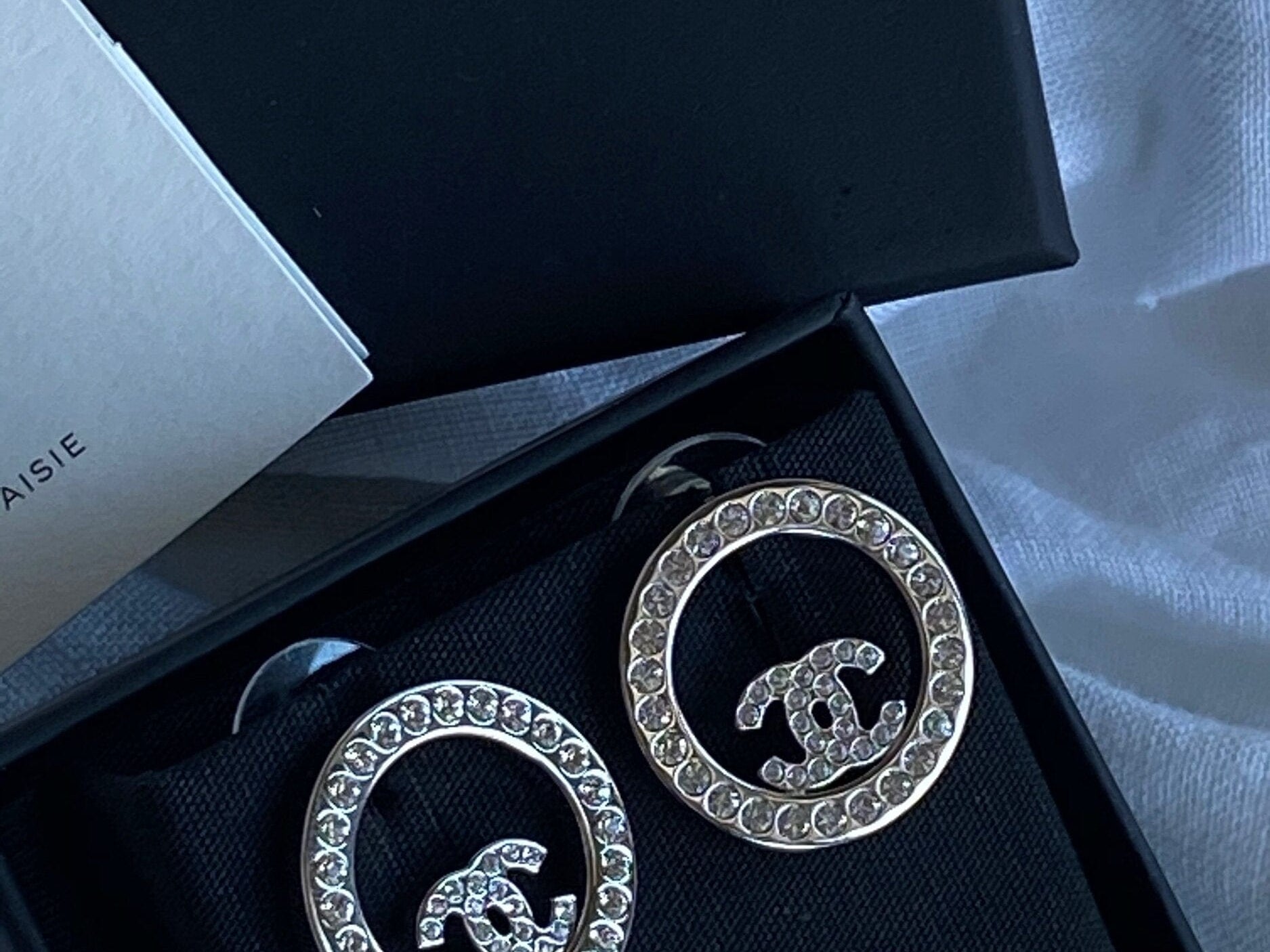 CHANEL Earrings Gold Chanel Crystal & Silver Earrings -Knockoff
