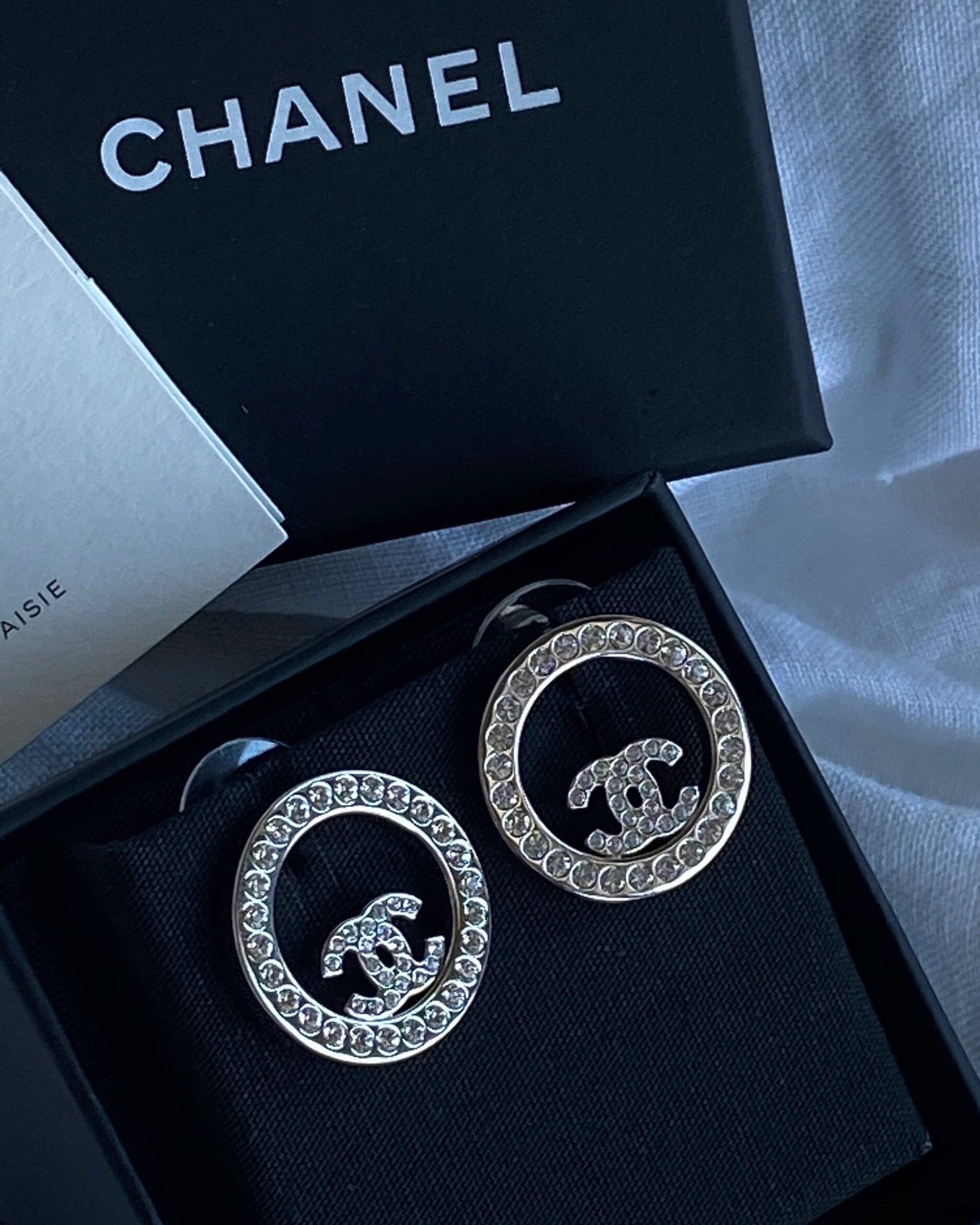 CHANEL Earrings Gold Chanel Crystal & Silver Earrings -Knockoff
