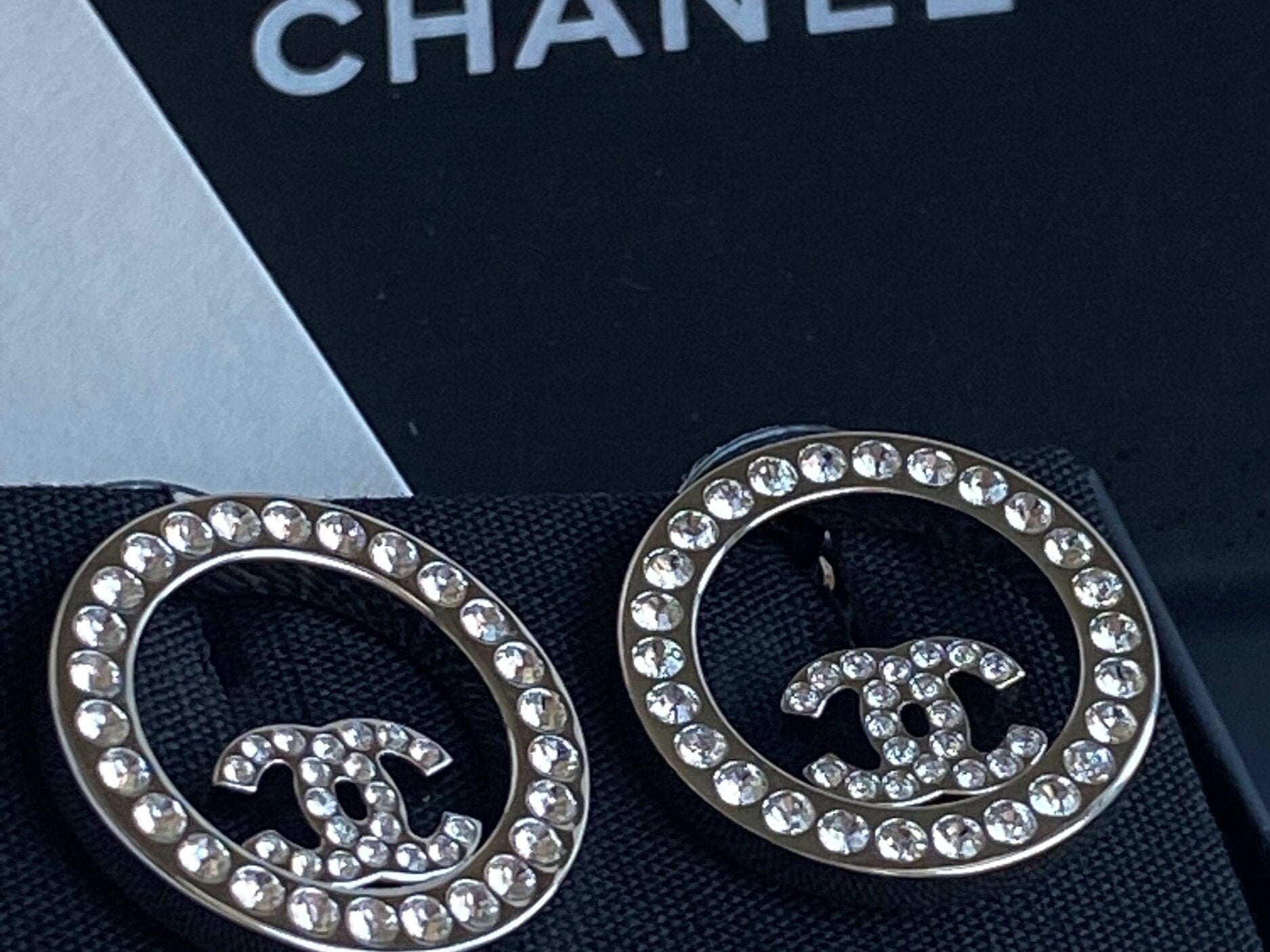 CHANEL Earrings Gold Chanel Crystal & Silver Earrings -Knockoff
