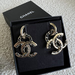 CHANEL Earrings Gold Chanel Woven Chain CC Drop Earring -Knockoff
