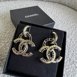 CHANEL Earrings Gold Chanel Woven Chain CC Drop Earring -Knockoff
